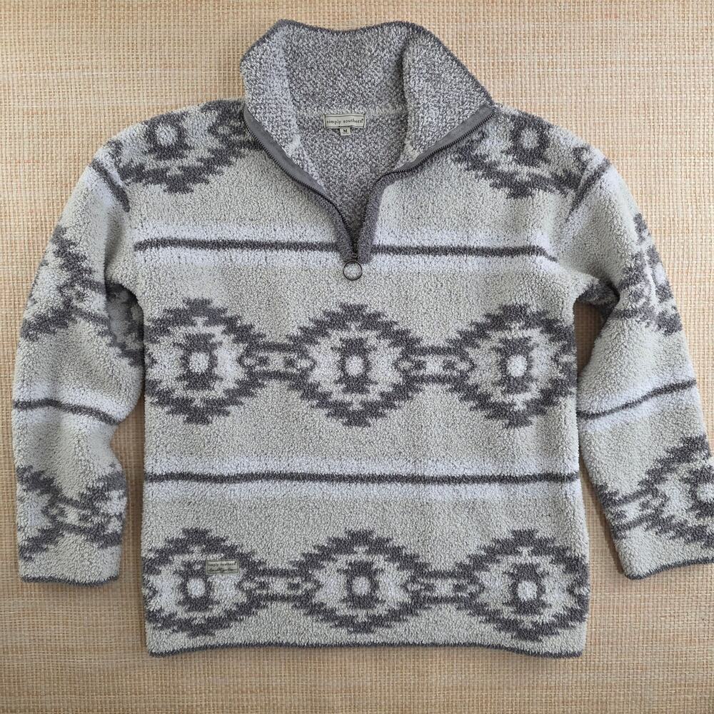 Simply Southern geometric quarter zip fleece medium womens